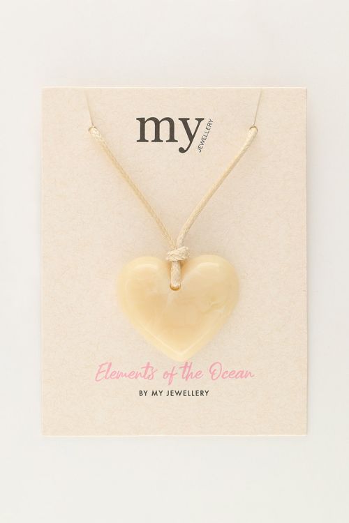 Ocean beige koord ketting met hart