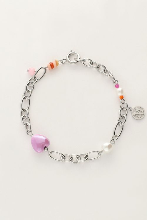 Ocean beaded bracelet with heart charm | My Jewellery