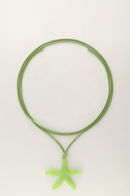 Collier Océan en corde avec étoile de mer verte 