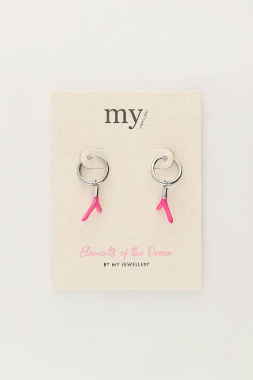 Ocean hoop earrings with pink coral | My Jewellery