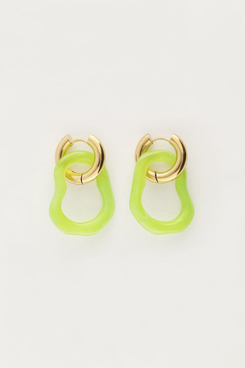 Ocean green hoop earrings organic shape small | My Jewellery
