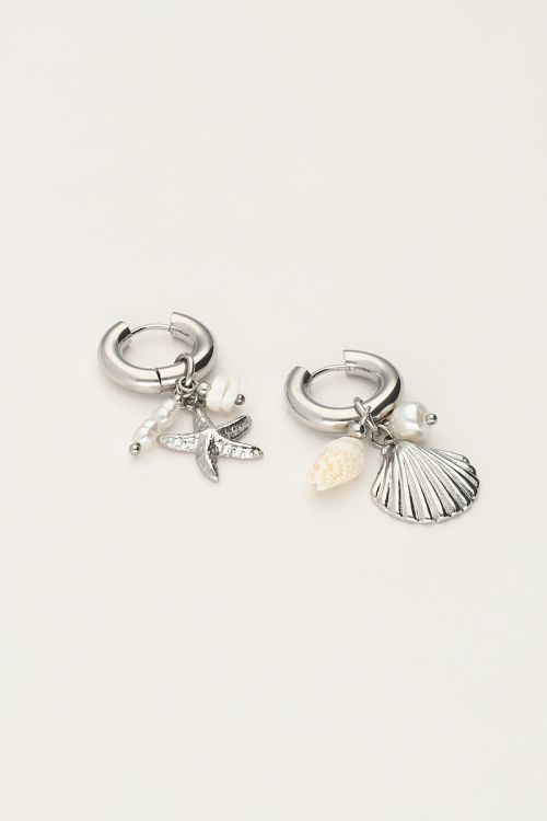 Ocean oorringen met schelp en zeester
