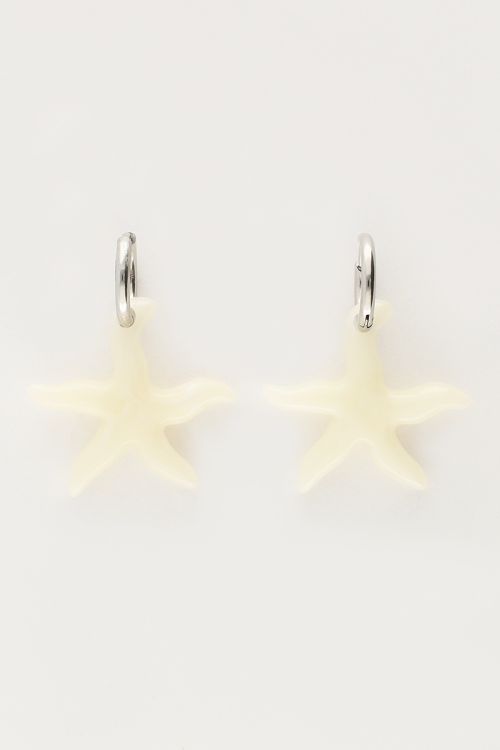 Ocean hoop earrings with small starfish beige | My Jewellery