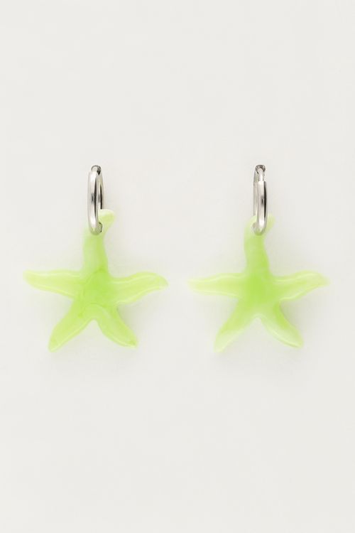 Ocean hoop earrings with small starfish green | My Jewellery