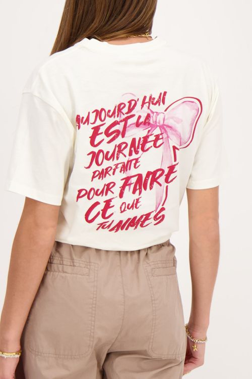 Off-white t-shirt with pink bow | My Jewellery