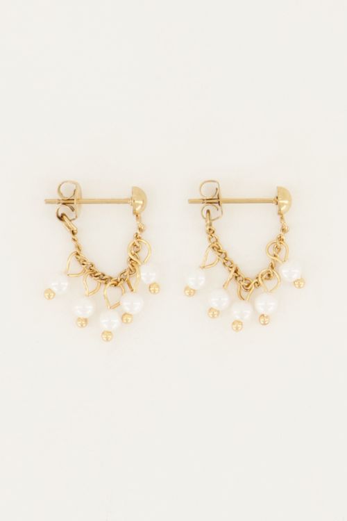 Oorbel chain pareltjes