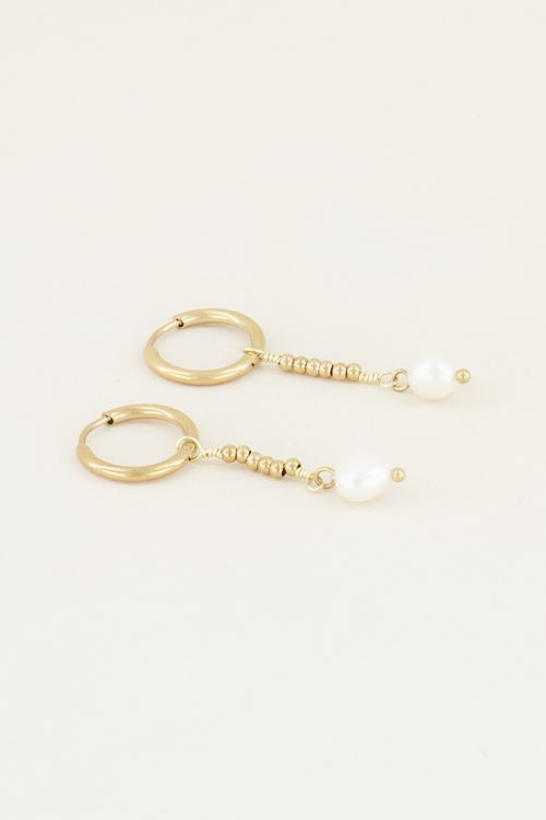 Parel oorbellen met hanger | Oorbellen met parel bij My Jewellery