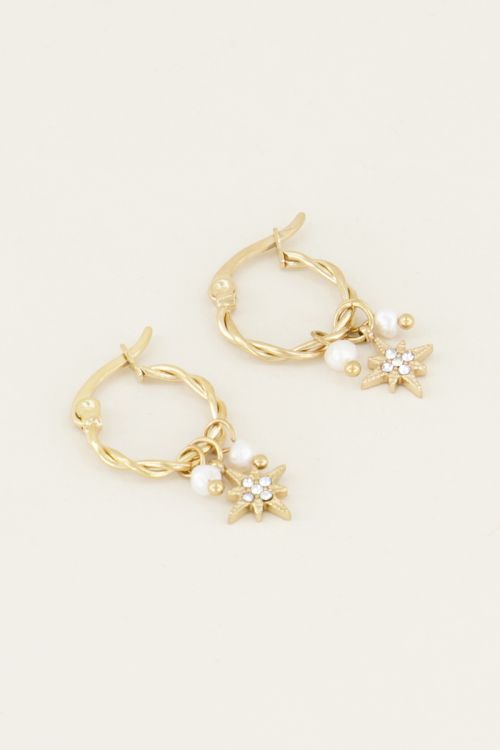 Oorbellen met parel en ster | Parel oorbellen bij My Jewellery