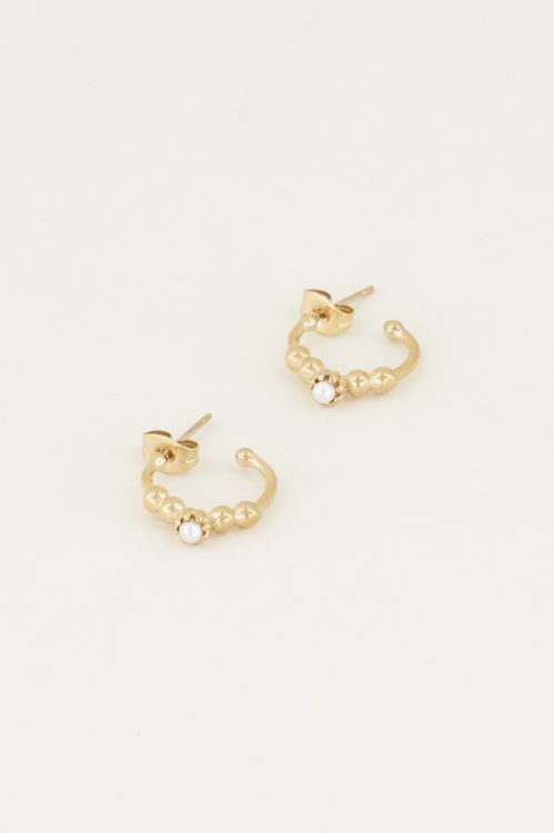 Oorringen bolletjes en parel | Parel oorbellen bij My Jewellery