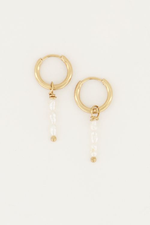 Earrings three freshwater pearls