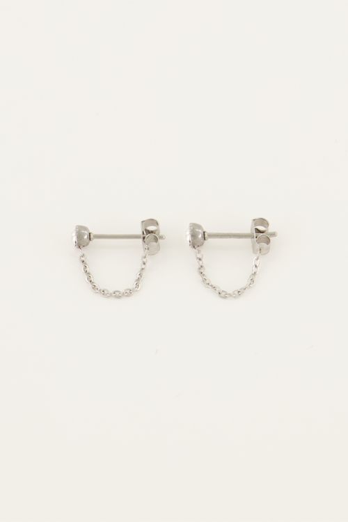 Oorbellen met ketting & steentje