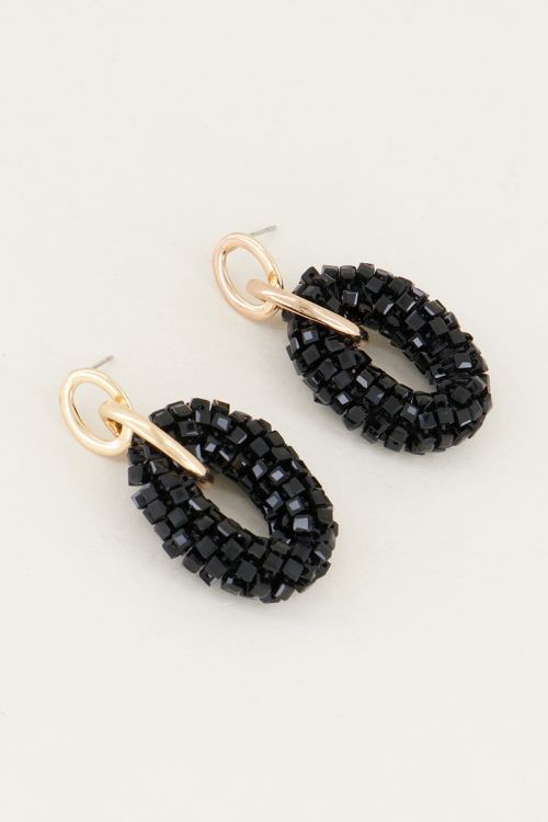 Zwarte oorhangers ringen en kristal | Kristallen oorbellen My Jewellery
