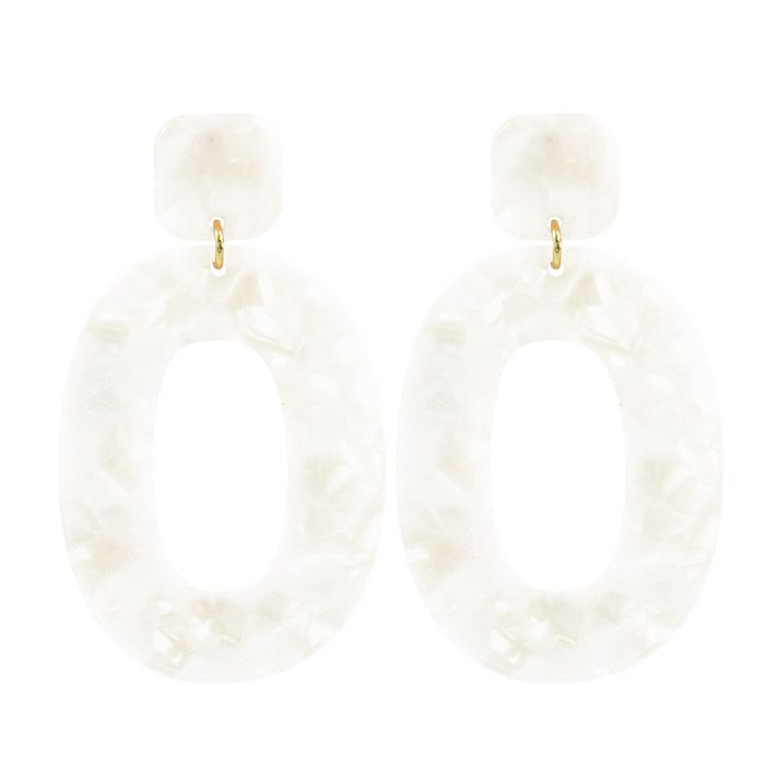 Witte statement oorbellen ovaal, oorhangers My Jewellery
