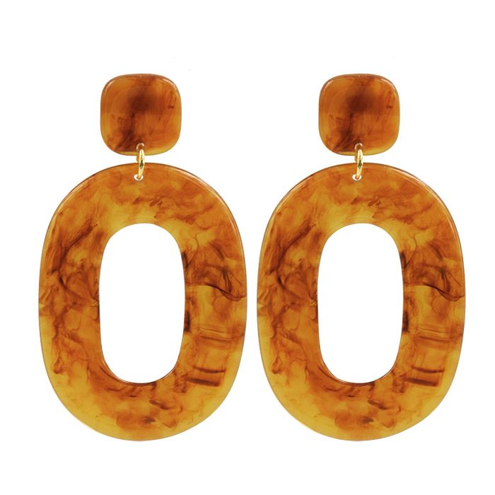 Bruine statement oorbellen ovaal, oorhangers My Jewellery