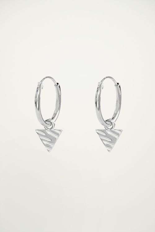 Triangle charm earrings, hoop earrings