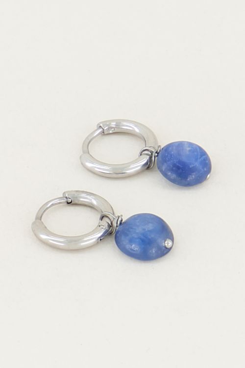 Oorringen aventurien blauw steen, oorbellen met steen