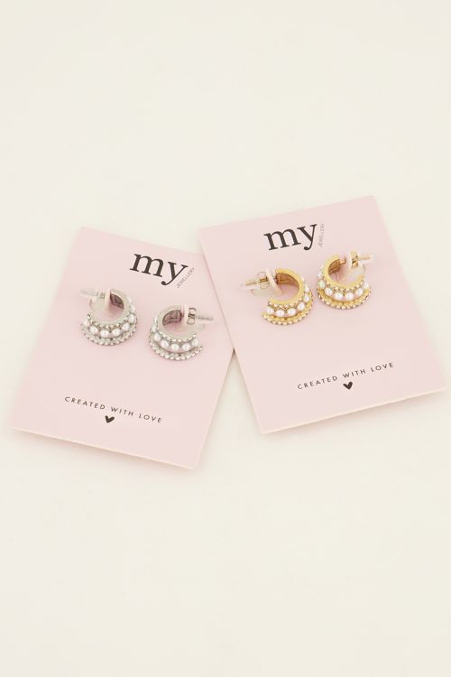 Tegen zin of Oorringen met parels & transparante stenen | My Jewellery