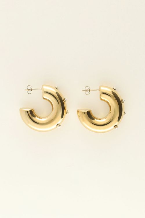 Open hoop earrings with flower and pearl | My Jewellery