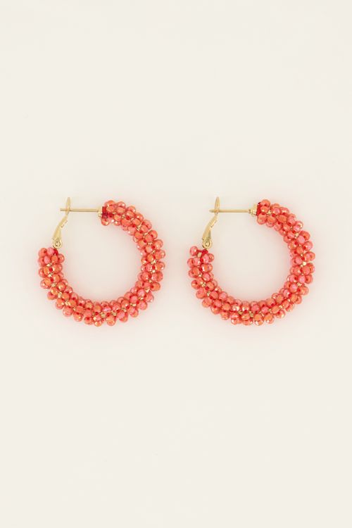 Oranje kralen oorringen | My Jewellery