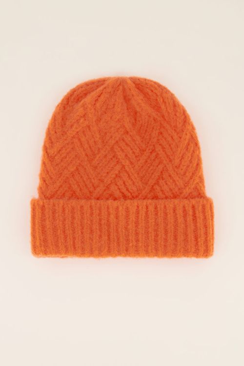 Oranje muts met kabels | My Jewellery