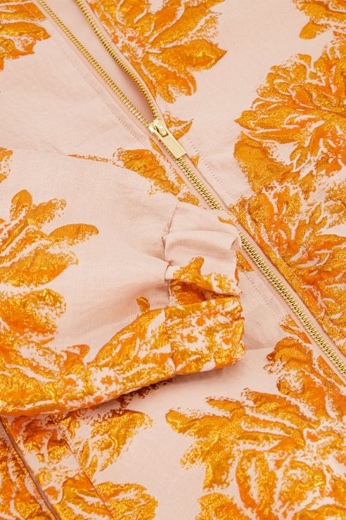 Orange jacquard bomber with floral details | My Jewellery