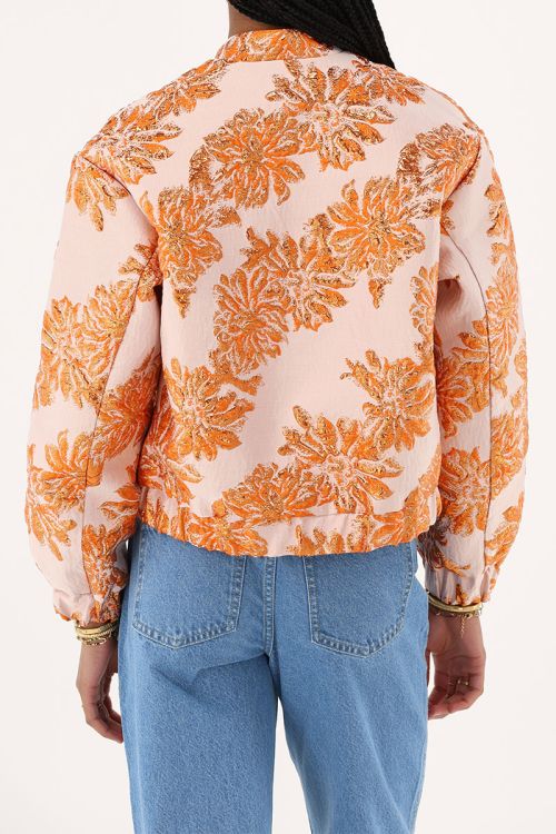 Orange jacquard bomber with floral details | My Jewellery