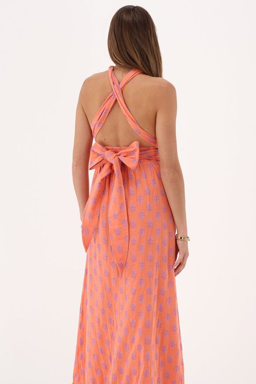 Orange multiway wrap maxi dress with print | My Jewellery