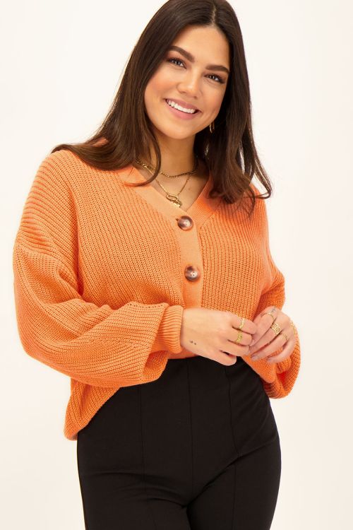 Oranje gebreid vest | Vest | My Jewellery
