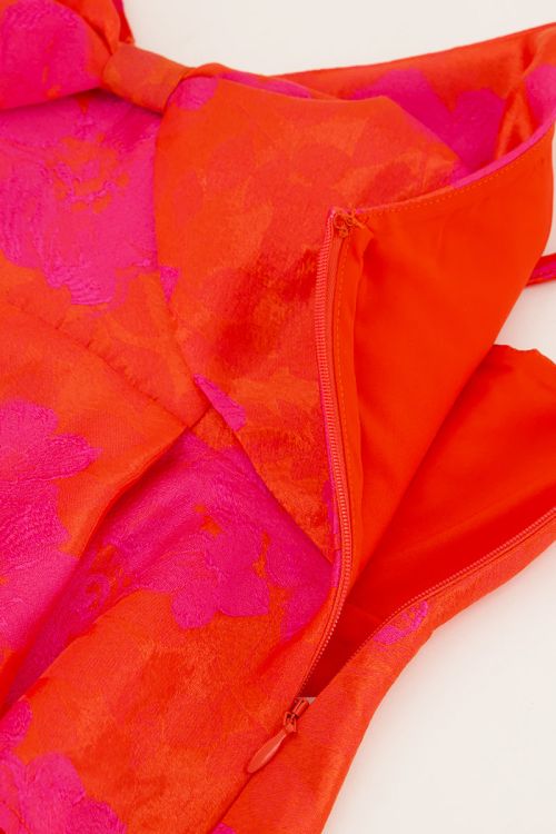 Orange jacquard top with pink flowers  | My Jewellery