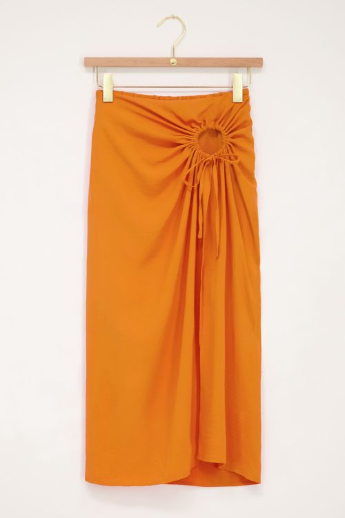 Oranje midi rok met open detail Jewellery