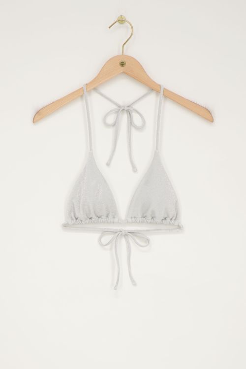 Haut de bikini triangle couleur argentée en lurex 