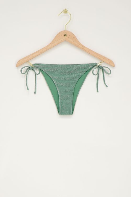 Green bikini bottoms with lurex and ties | My Jewellery