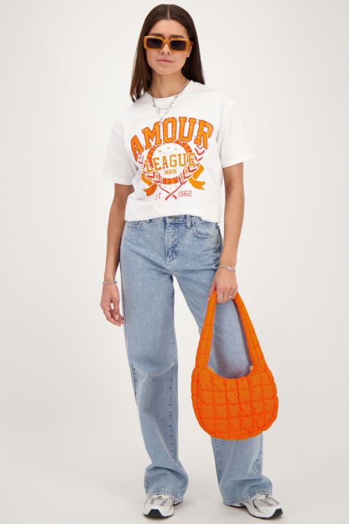 White t-shirt with orange amour | My JEwellery