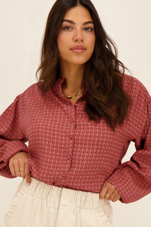 Oudroze blouse met bloemenprint | My Jewellery