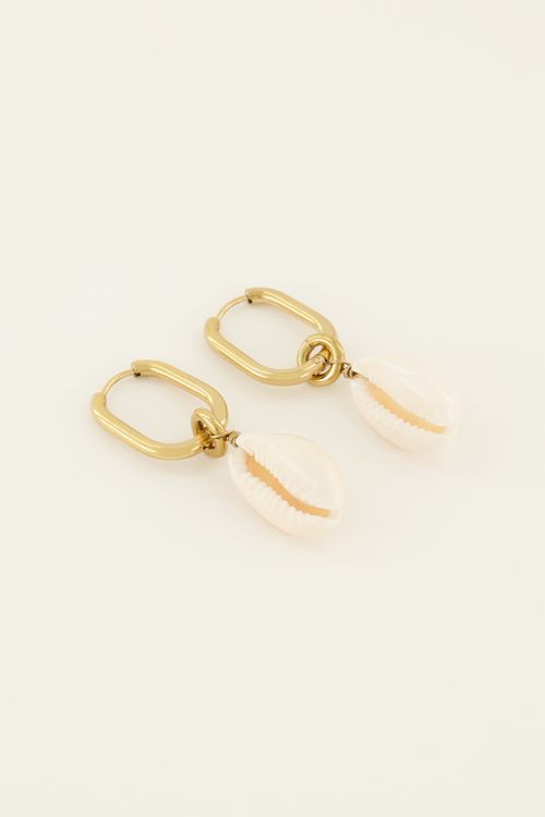 Oval hoop earrings with seashell | My Jewellery