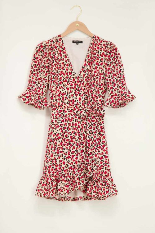 Rode wikkeljurk met luipaard print