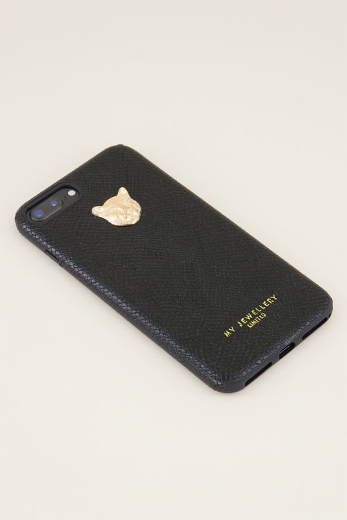 Zwart telefoonhoesje luipaard, zwart telefoonhoesje My Jewellery