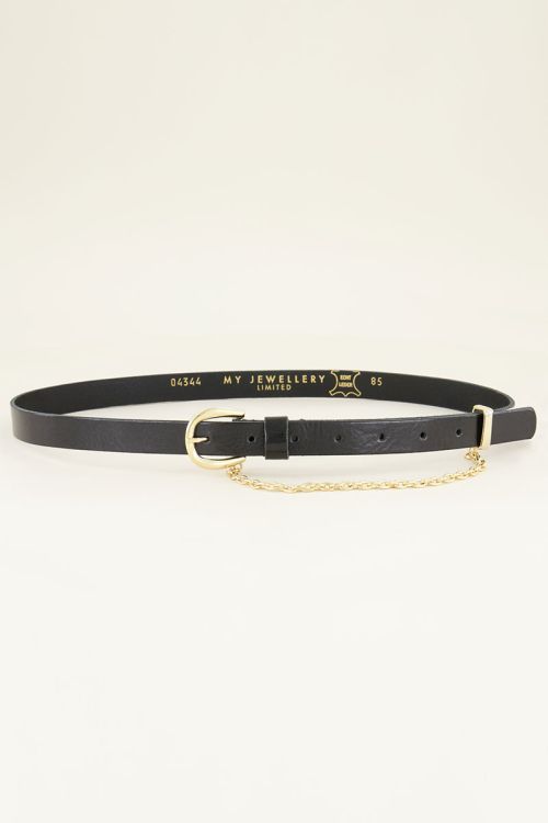 Leren riem met goudkleurige ketting | My Jewellery