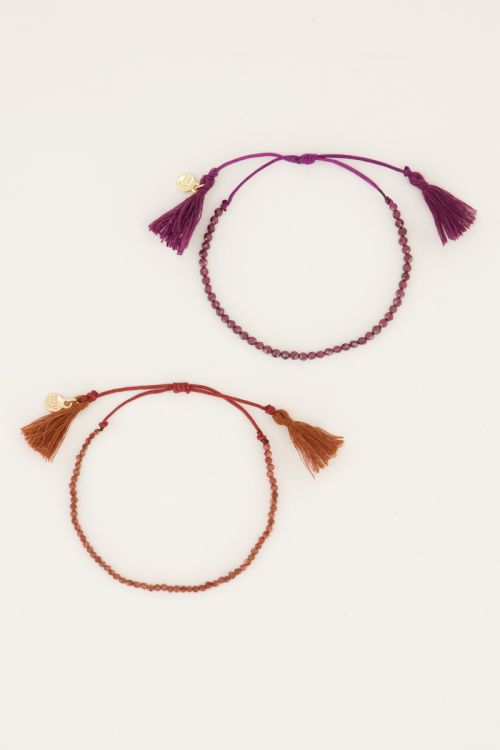 Paars & oranje armbanden set edelsteen