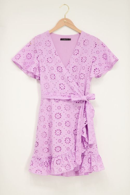 Lila overslagjurk met embroidery