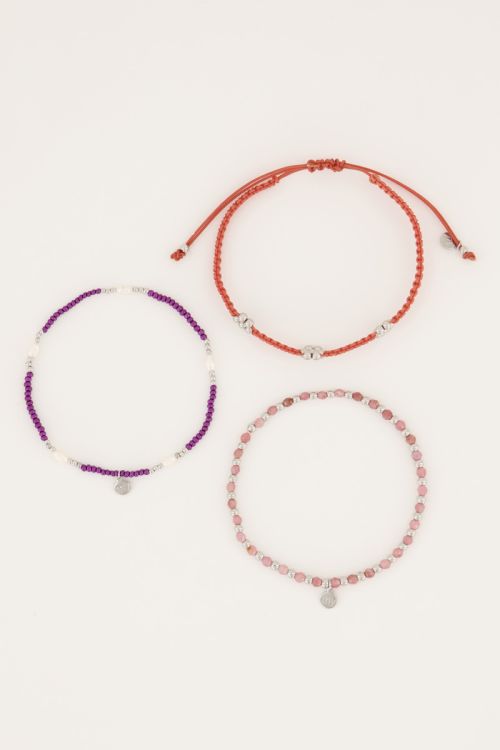 Lot de bracelets de perles violet et orange