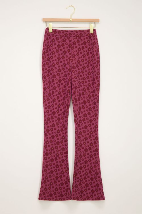 Flared broek | Met bloemenprint | Wit - ComeGetFashion