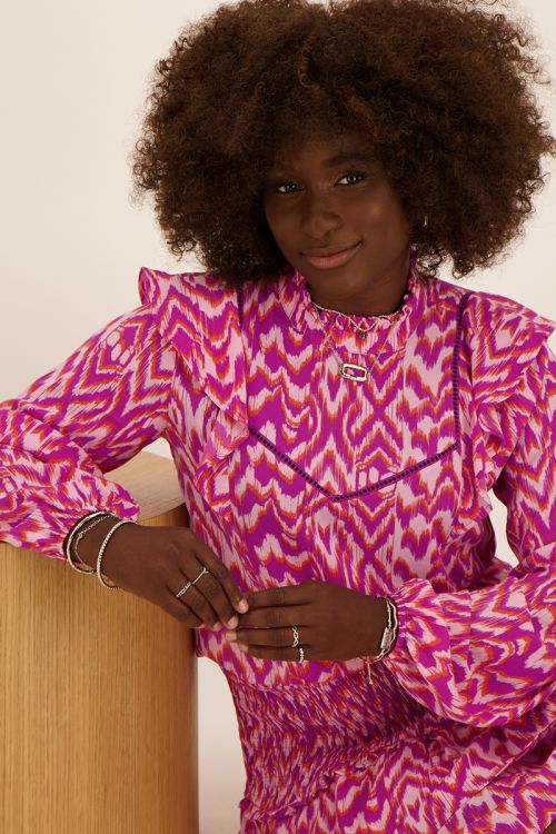 Paarse top met ikat print | My Jewellery