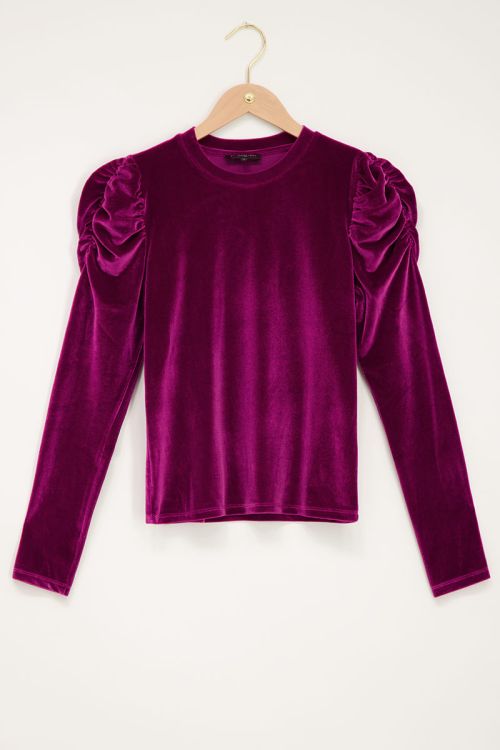 Purple puff sleeve velvet top | Velvet 