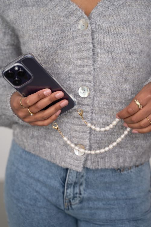 Phone cord with pearls short  | My Jewellery