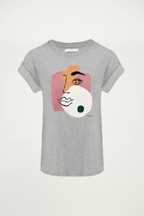 Grijs boyfriend shirt grafisch gezicht, grijs t-shirt My Jewellery