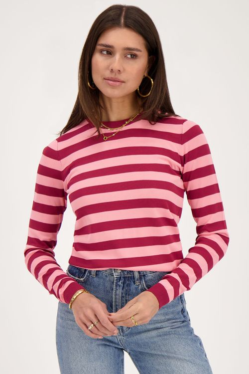 Pink and red striped top with long sleeves | My Jewellery
