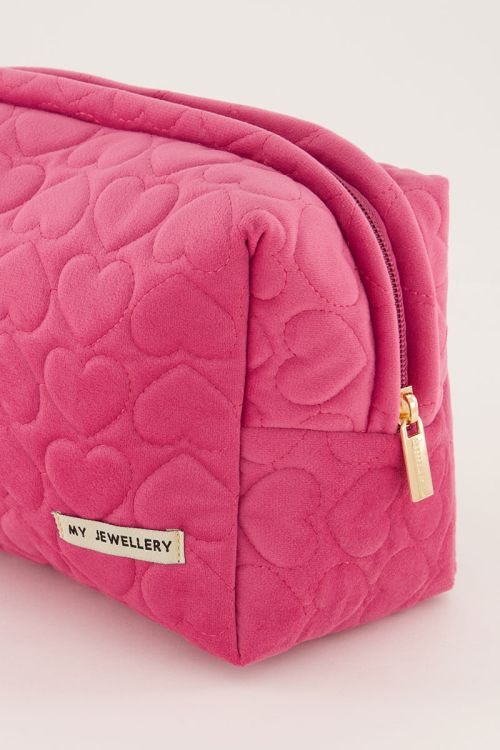 Roze en rode toilettassen set met hartjes