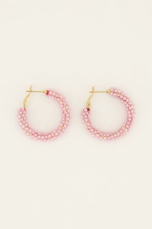 Roze kralen oorringen | My Jewellery