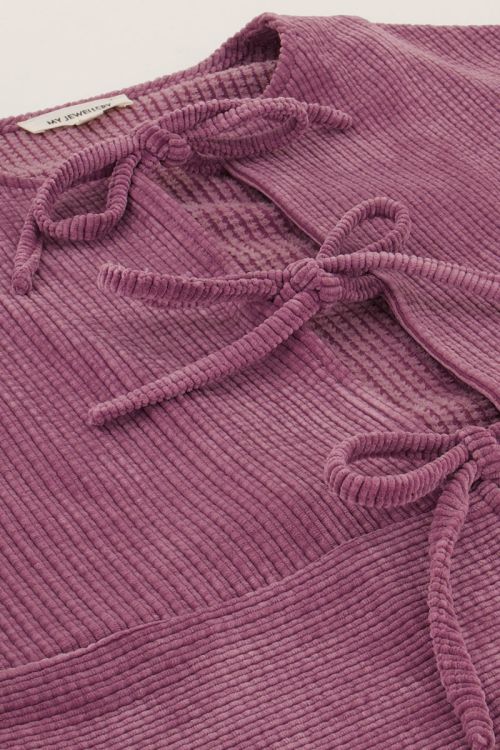 Pink corduroy top with bows | My Jewellery